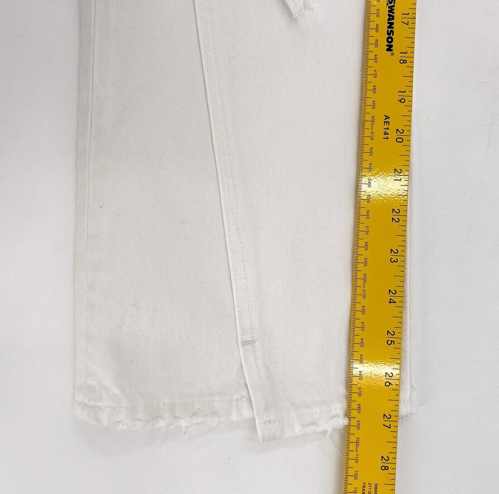 NEW Frame Jeans Womens 24 White Denim Distressed Ripped Mini Slit Le Jane Crop - Picture 7 of 15